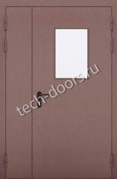 Дверь техническая полуторная 1350x2050 со стеклом